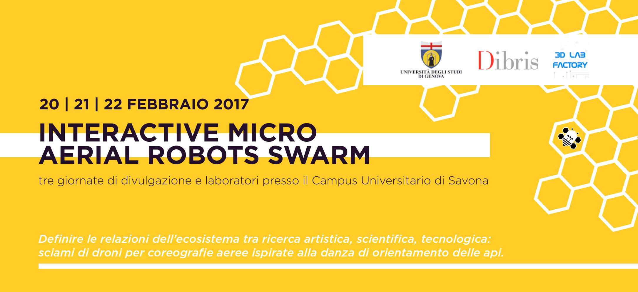 IMARS 2017 conference poster — Interactive Micro Aerial Robots Swarm, 20-22 February, Campus Universitario di Savona