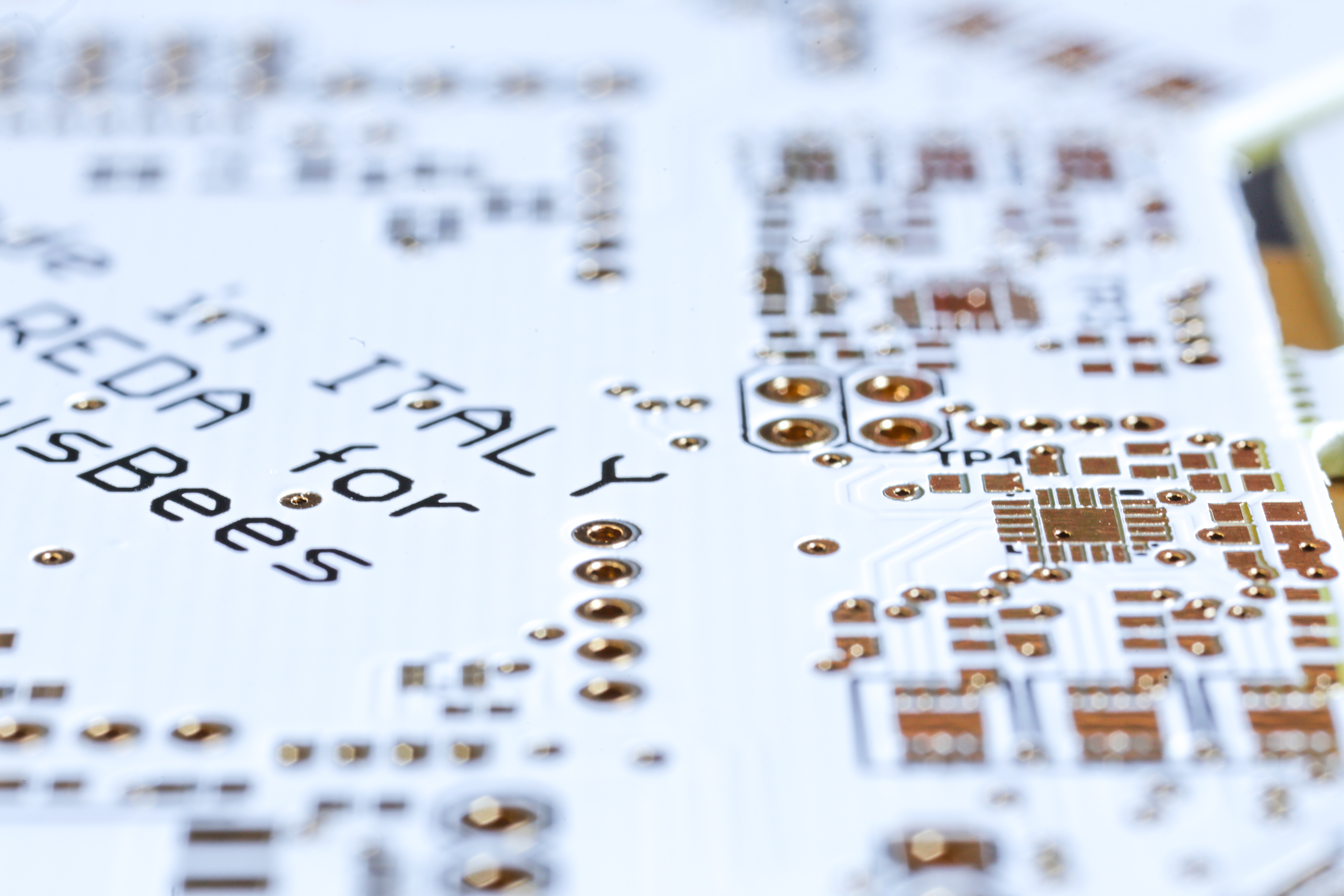 Macro detail of PCB with Made in Italy text visible